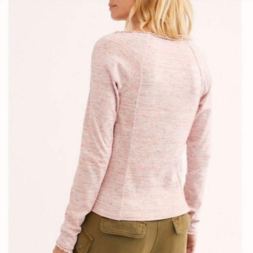 NWT Free People Multicolor Pink Henley Top (M) - Picture 2 of 4
